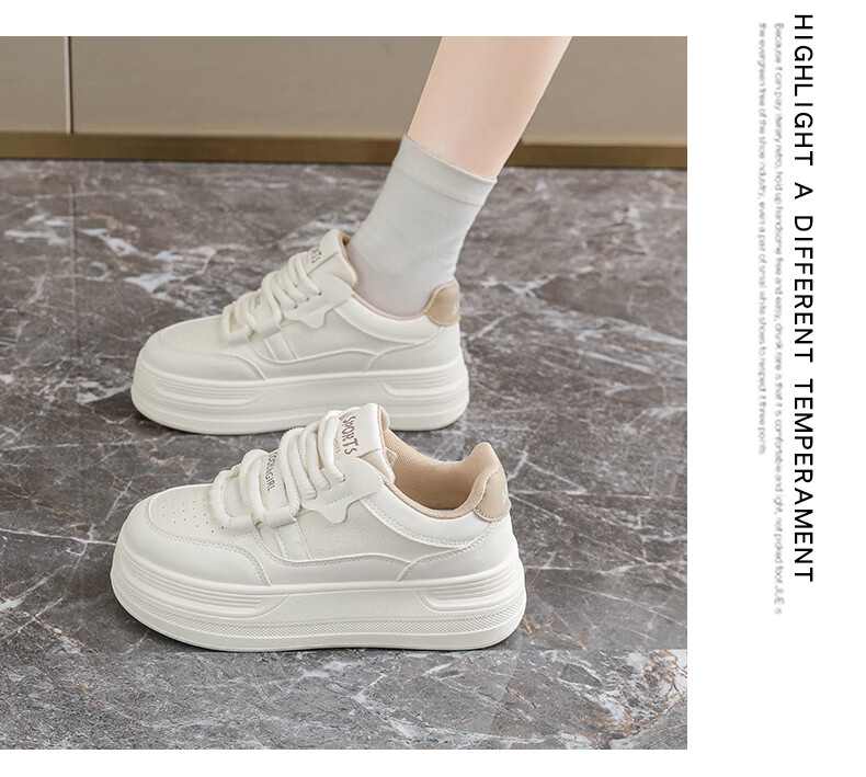 Cartelo Crocodile Women's White Sneakers Spring Fashion Simple Sports Casual Shoes Versatile Skate Shoes Beige 37 8