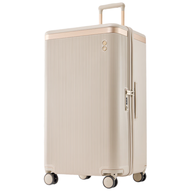 Echolac Square Luggage Detachable Washable Lining Large Capacity Trolley Case with Combination Lock PC142KU Milk Tea 30 Inch