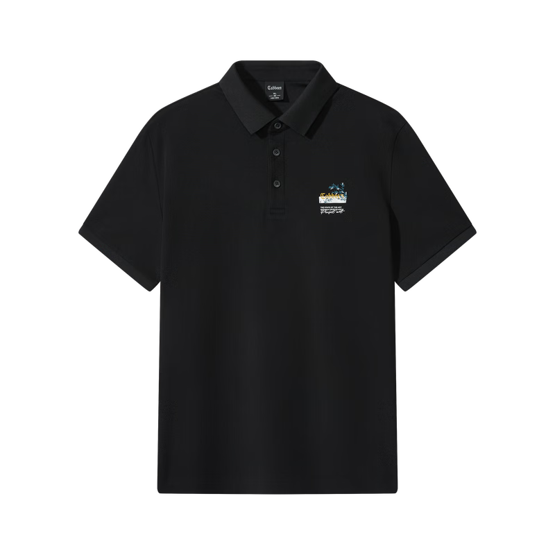 CABBEEN 200G Sorona Cool Touch Pique Polo Shirt Men National Style Bamboo Embroidery Pattern 2026 Spring Short Sleeve T-Shirt