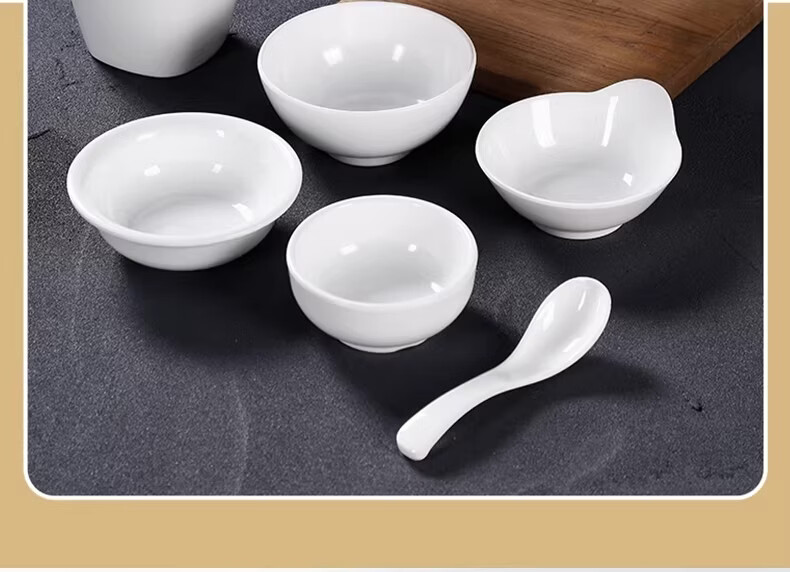 Danshi Zhiyuan White Melamine Imitation Porcelain Small Soup Bowl Rice Bowl Buffet Bowl 4.5 Inch Square Bowl Jingcang 11