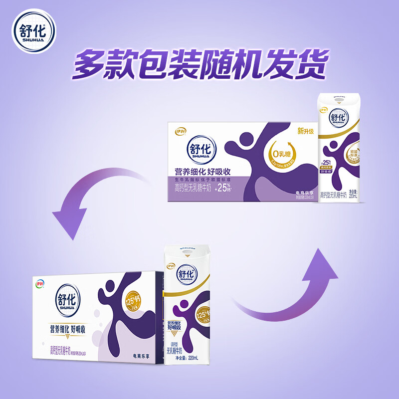 舒化0乳糖高钙奶220ml*24 牛奶整箱 企业团购 礼盒装