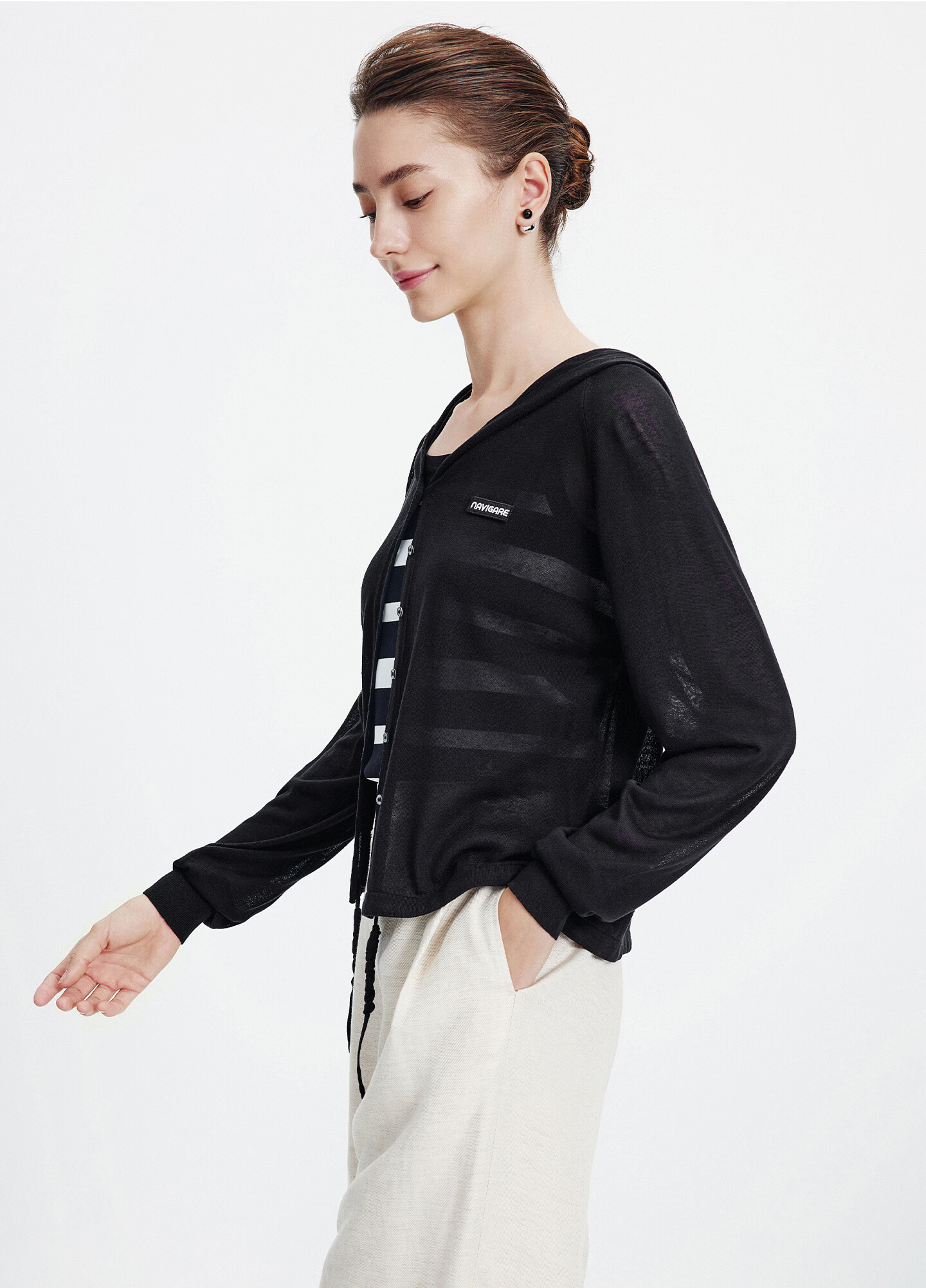Navigare [Celebrity Edition] Small Sailboat 26 New Women's Lightweight Hooded Knit Cardigan Air Conditioning Jacket 2314096504 15