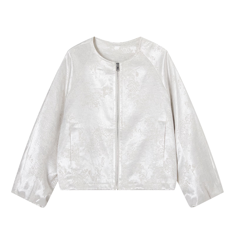 Demana [With Flax Gold Foil Embossing] Spring National Style New Chinese Round Neck Drawstring Loose Petite Women's Jacket