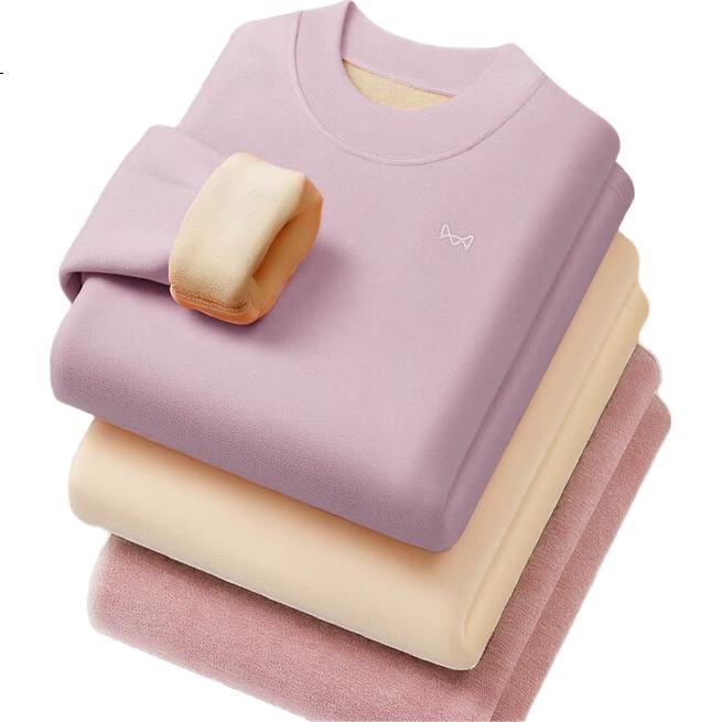 MiiOW Women's down And Silk Fleece-Lined Thermal Underwear Set, Medium Collar Base Layer, New Soft Mist Purple, 2XL