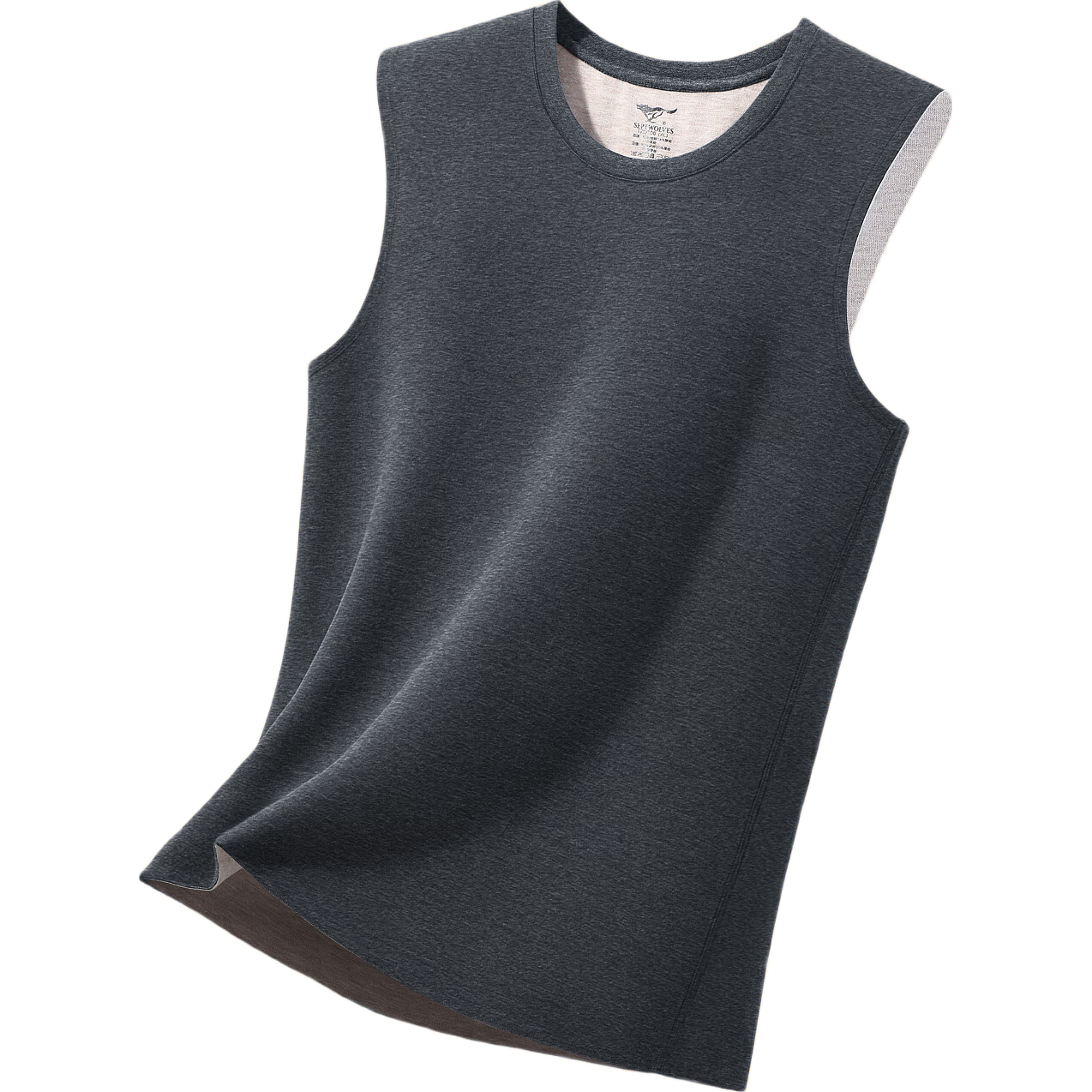 SEPTWOLVES Men's Silk Vest Double-Sided Brushed Seamless Itch-Free Warm Crew Neck Vest Storm Gray 2XL