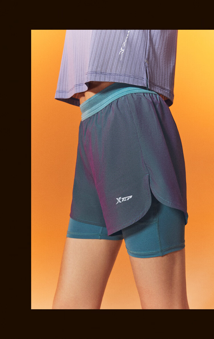 Xtep 2000KM PRO Men's Running Shorts Fake Two-in-One Breathable Quick-Dry Sports Training Five-Point Pants 47
