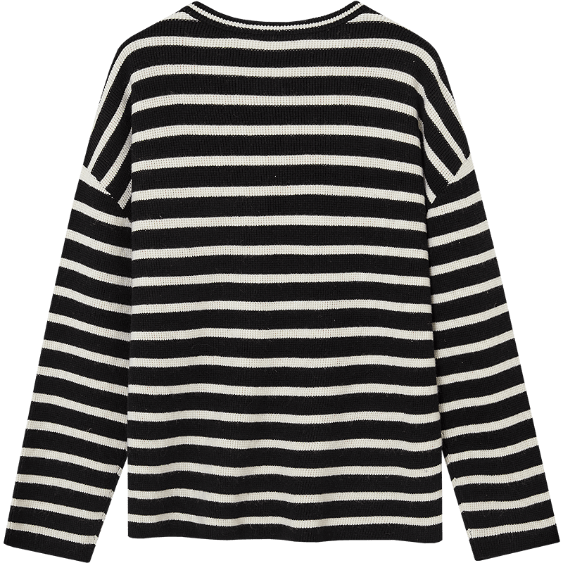 Demana Breathable Wool Blend Vintage Salt-Wind Half-Placket Striped Loose Knit Sweater Women's Top Winter