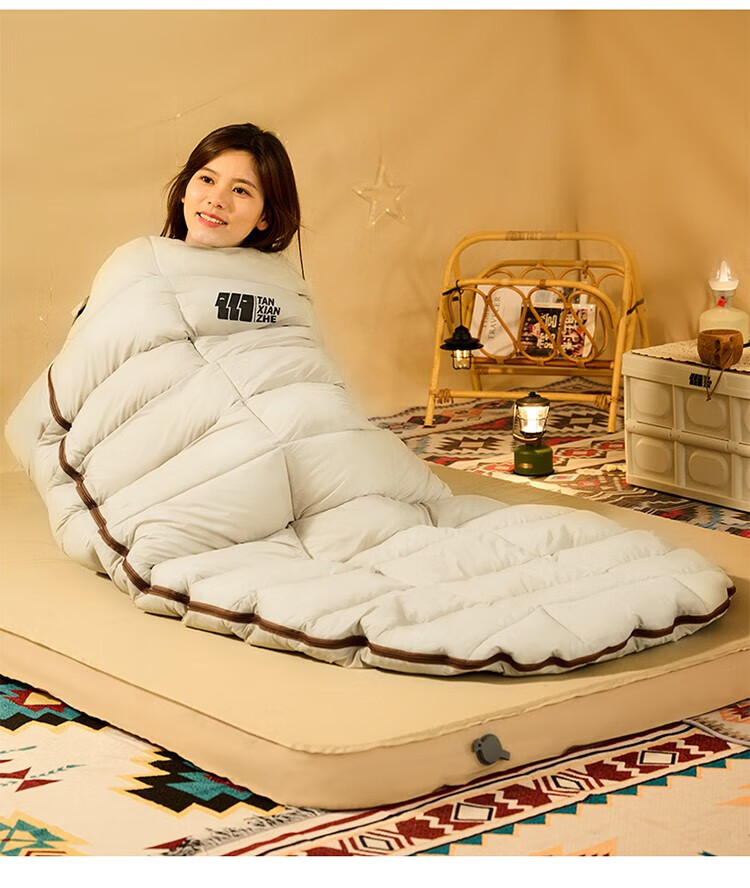 TAN XIAN ZHE TAN XIAN ZHE Feather Sleeping Bag, Adult Outdoor Indoor Autumn Winter, Widened And Thickened, Warm Camping Feather Sleeping Bag 16