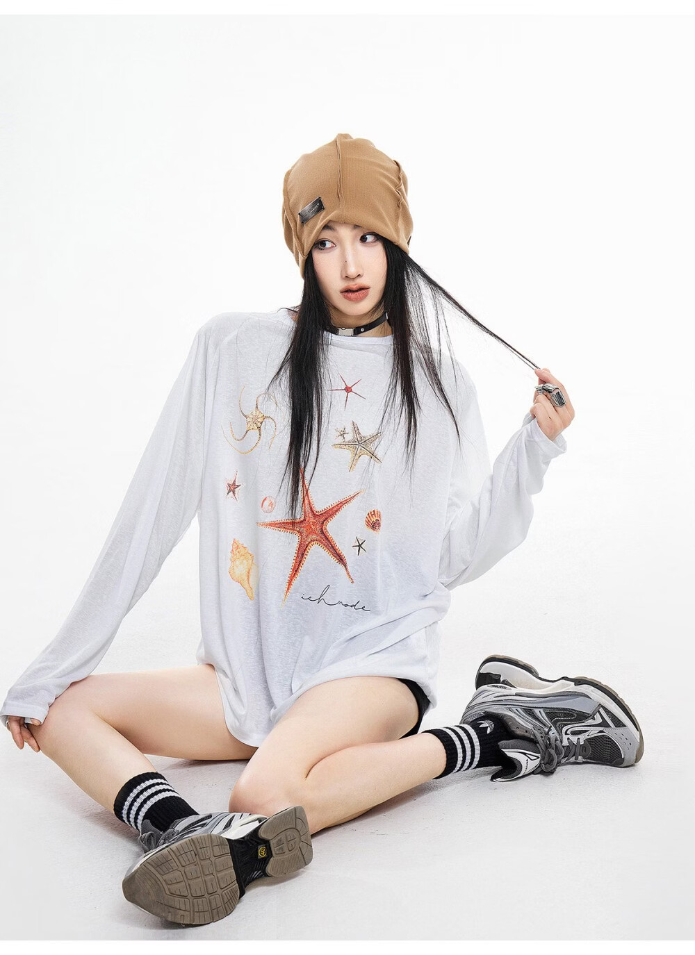 ICH MODE American Style Lightweight Cooling Physical Sunscreen Cover Shirt Women Summer New Loose Long Sleeve T-Shirt White S 29