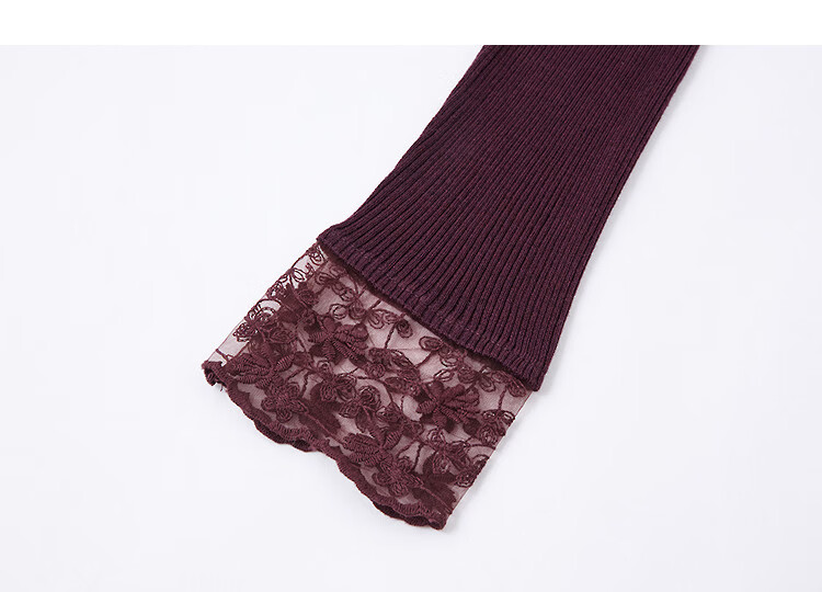 Demana Winter Half Turtleneck Lace Splice Wool Blend Ribbed Jacquard Slim Fit Knit Sweater Top 17