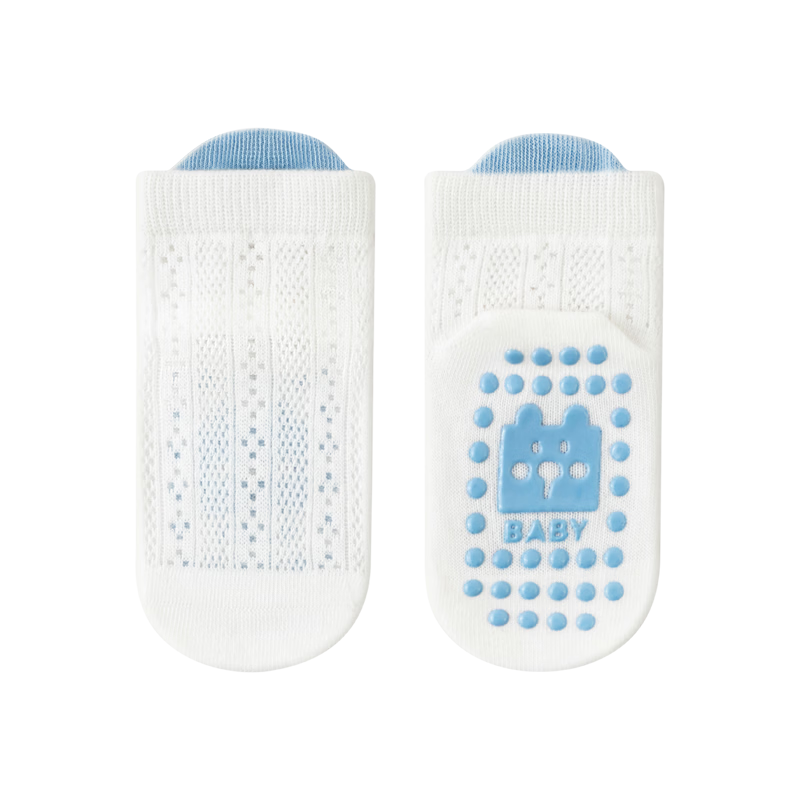 Growth Baby Floor Socks Summer Thin Mesh Breathable Indoor Cooling Non-Slip Dot Glue Seamless Mid-Calf Baby Walking Socks