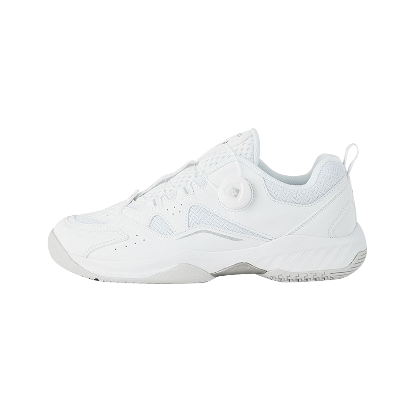 KUMPOO KH-D66 Badminton Shoes Featherweight Rotating Button Cushioning Anti-Twist Lightweight Durable White/Silver Size 38