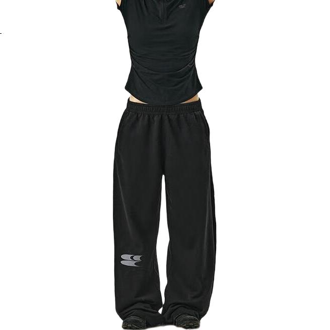 CryingCenter Logo Curved Blade Style Sweatpants Sports Casual Pants Black L