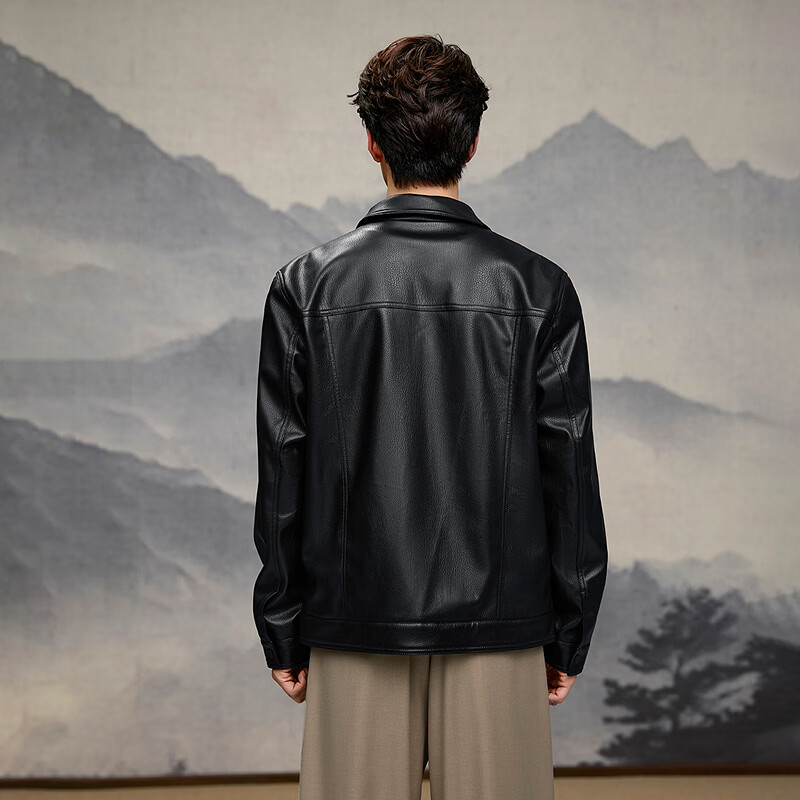 HLAHLA Men's Jacket 26 Mountain Series Not High Lapel PU Leather Spring Coat