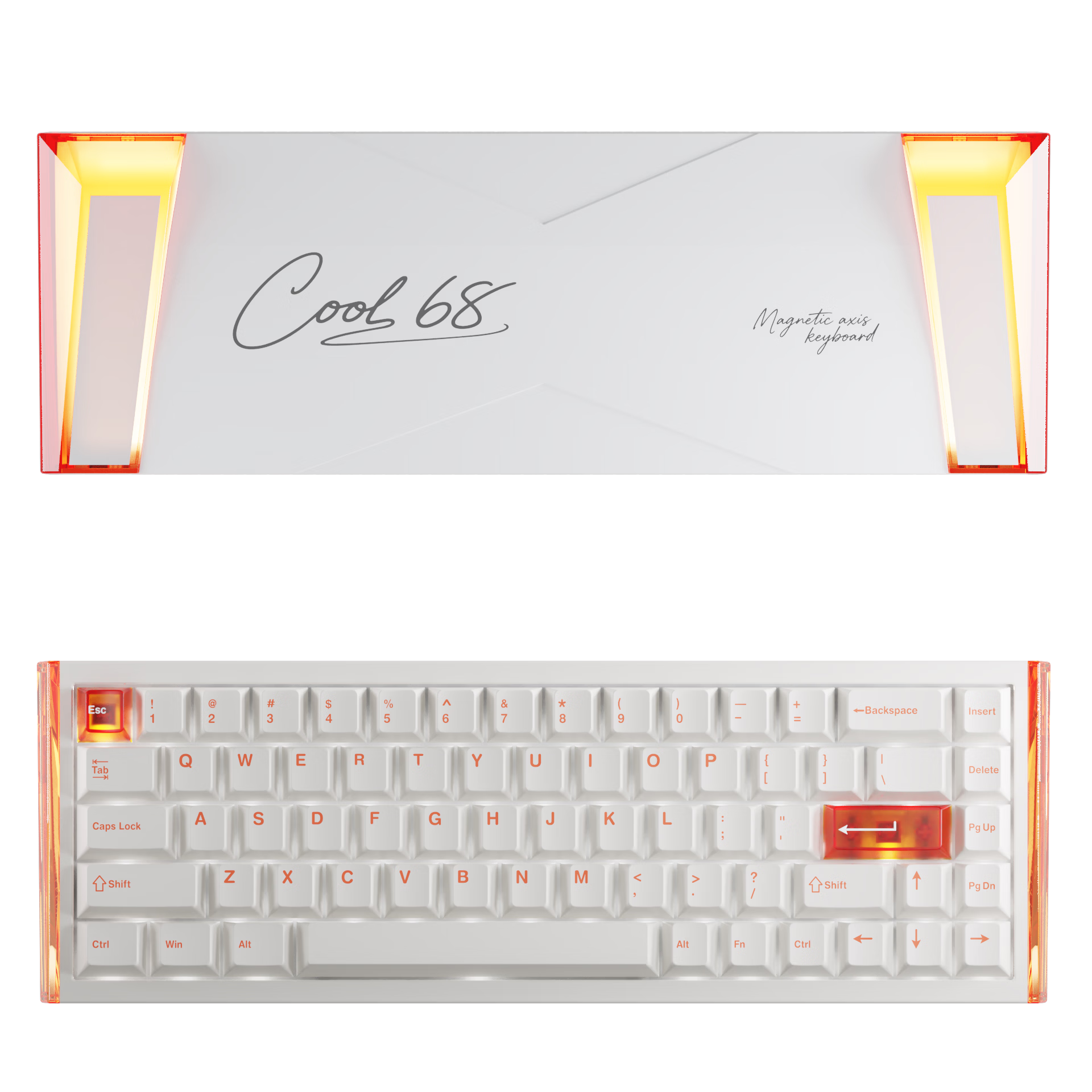DAREU COOL68 Magnetic Switch Keyboard RT Gaming Mechanical Keyboard 8K Polling Rate Hot-Swappable RGB Dual-Drive Lightbox Valorant 68-Key Layout COOL68 Fire Orange
