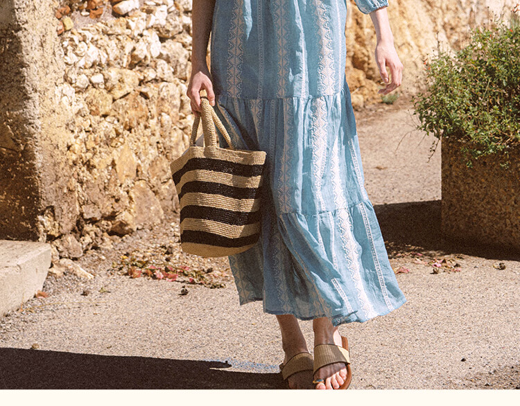 AtlanticBeach New French Style Seaside Vacation Dress Women Autumn Loose V-Neck Embroidered Mid-Length Cover-Up Sun Protection Wrap Dress 15