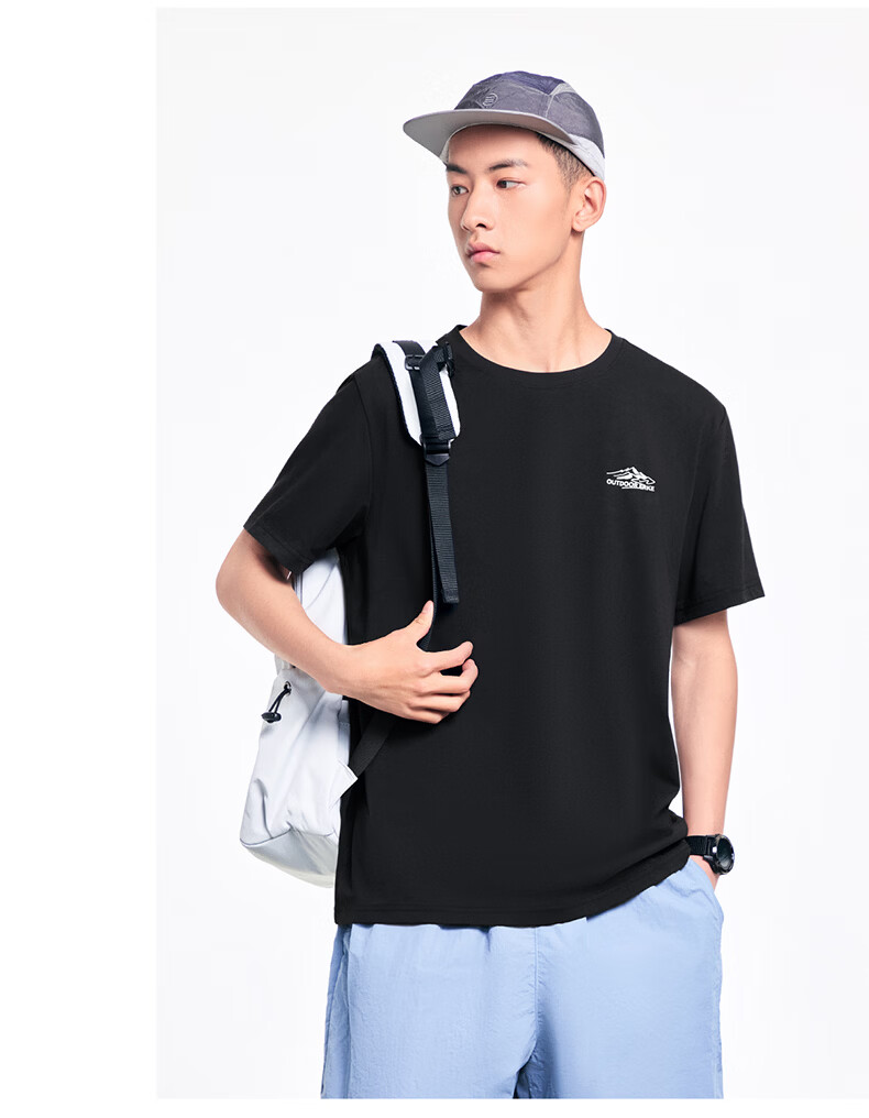 Erke Antibacterial Men's Sports Short Sleeve T-Shirt Summer New Solid Color Crew Neck Running Casual Base Layer Tee 9