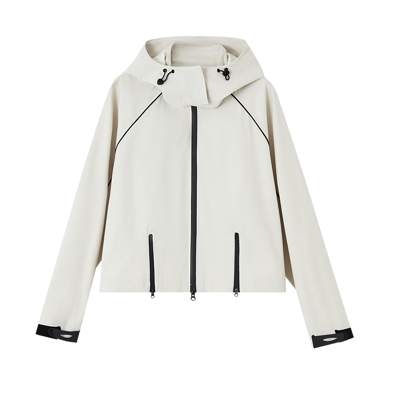 Demana [Three-Proof Black Technology] Spring Mountain Series Detachable Hood Color-Block Short Decorative Zipper Loose Women's Jacket