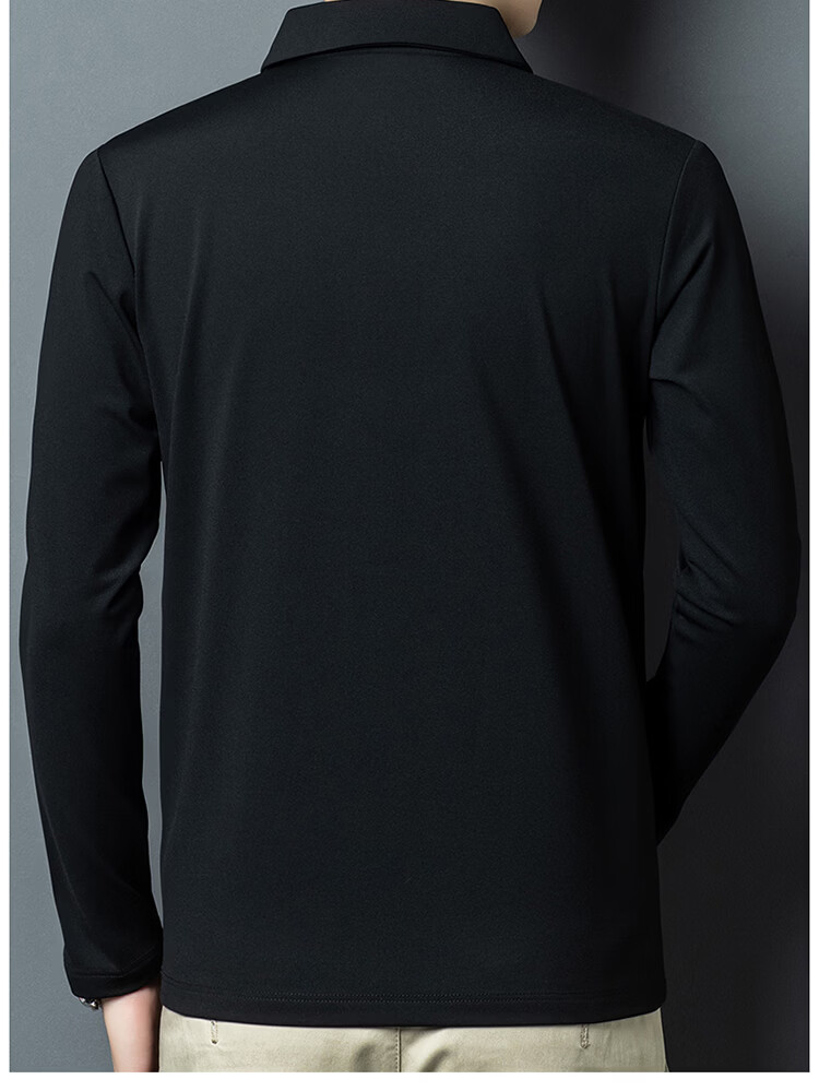 Edenbo Long Sleeve Half-Zip Polo Shirt Men Autumn Winter Four-Way Stretch Top Black 180/96A (2XL) 20