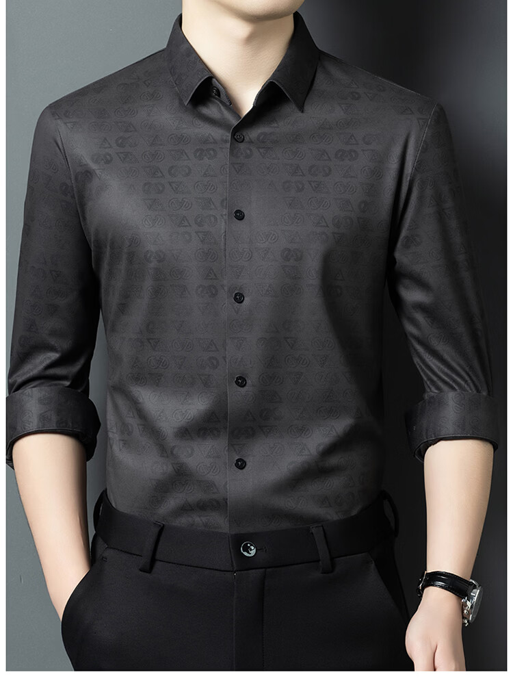Edenbo Long Sleeve Micro Fleece Shirt Men Autumn Winter Cotton Wool Texture Top Dark Gray 180/96A (41) 16