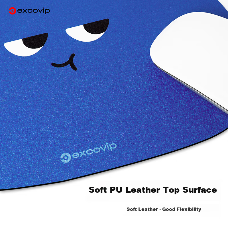 EXCO Casual Round Triangle Leather Small Mouse Pad Portable Mini Mouse Pad Small Mat Convenient to Carry Mini Office Ultra Small Cute Blue 0590 6