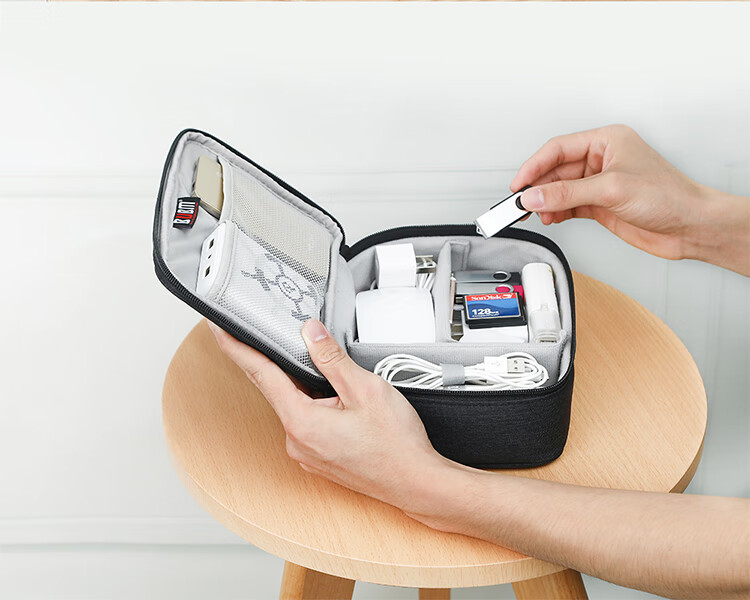 BUBM Cable Management Pouch, Laptop Charging Cord Portable Power Bank Hard Drive Travel Organizer Bag for Digital Accessories, Double-Layer Large Size, Gray 9
