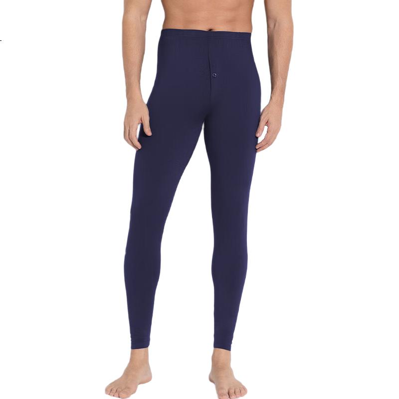 CHERISH LIFE Men's Modal Thin Thermal Leggings Base Layer Pants Lenzing Modal Navy Blue XL (175)