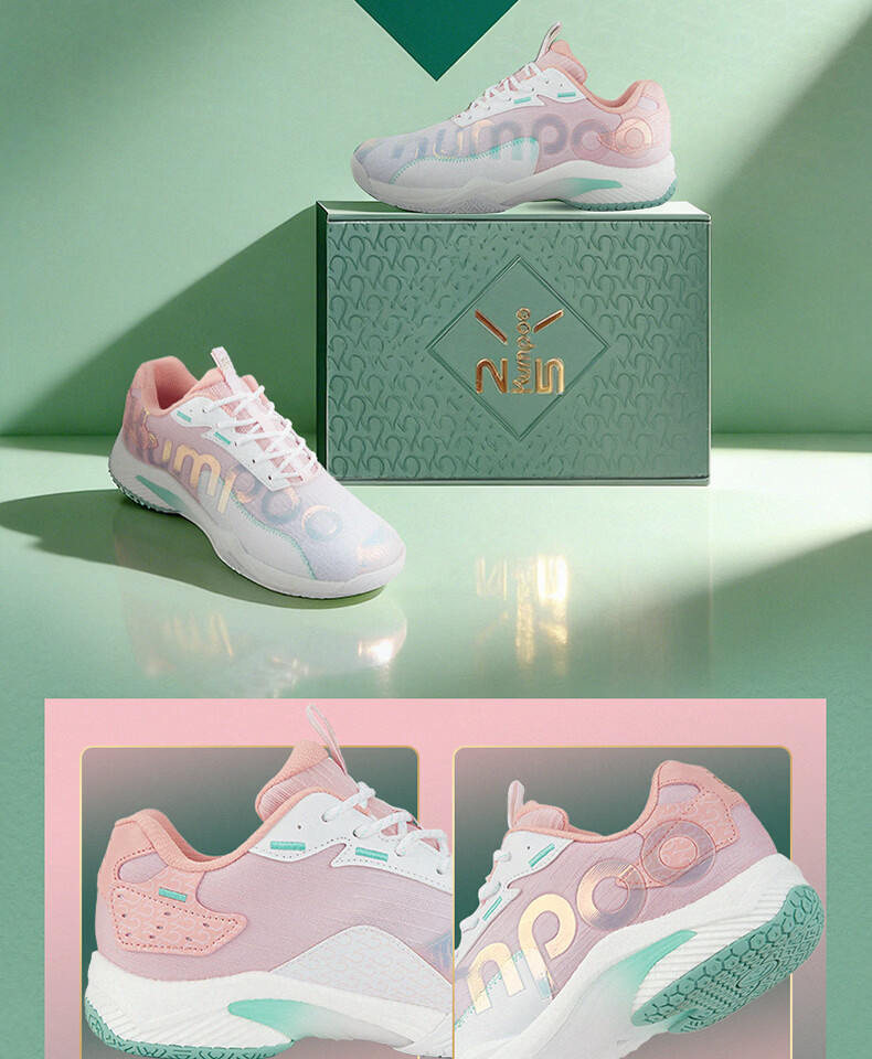 KUMPOO 25th Anniversary Limited Edition Badminton Shoes Anti-Twist Non-Slip Wear-Resistant Training Shoes KH-D72PRO.25th White Pink Size 40 11