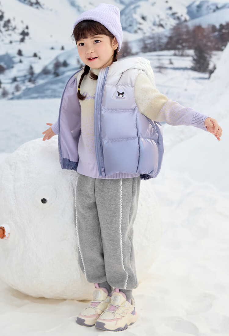 BALABALA Girls' down Vest, Autumn And Winter Children's Clothing, Hooded Jacket [Kuromi IP Mall Same Style], 202424101002 9