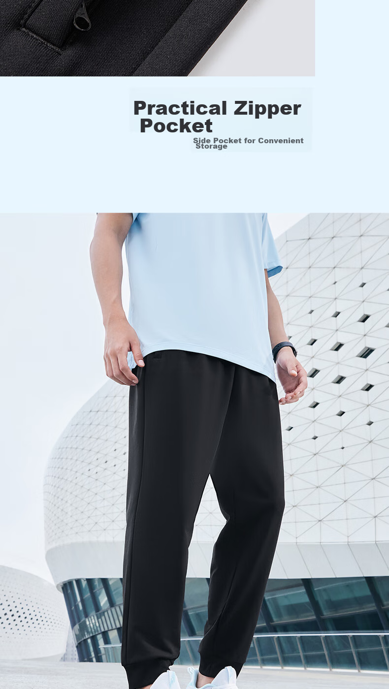 ERKE Men's Sports Pants, Summer Knitted Trousers, Elastic Ankle, Comfortable Breathable Loose Sweatpants, Cropped Pants, Casual Pants for Me 11