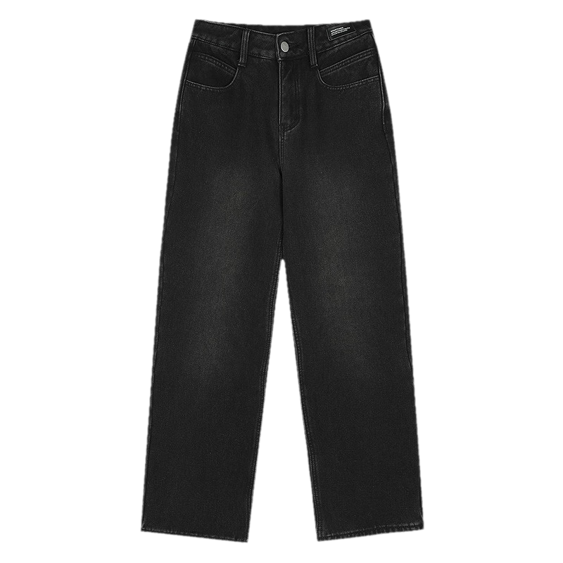 TonLion 2025 Autumn Winter Women's Basic Fleece-Lined Straight-Leg Denim Jeans
