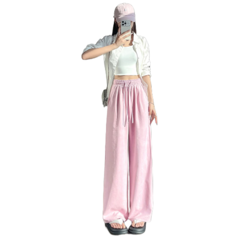 Baleno White Milk Silk Yamamoto Pants Women Summer 2026 High Waist Thin Loose Draped Slim Lazy Cool Wide Leg Pants