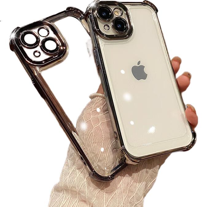 Чехол для iPhone 15 Mengxiangkejia, прозрачный, с полной защитой камеры, ультратонкий, противоударный, пылезащитный, антиотпечатки, простой дизайн для мужчин и женщин, титановый серый