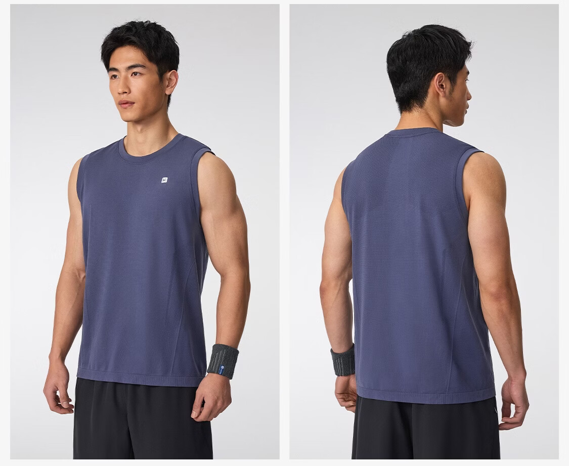 Keep New Men's Moisture-Wicking Quick-Dry Seamless Shoulder Sports Vest High Elastic Breathable Fitness Running Top 0598 17