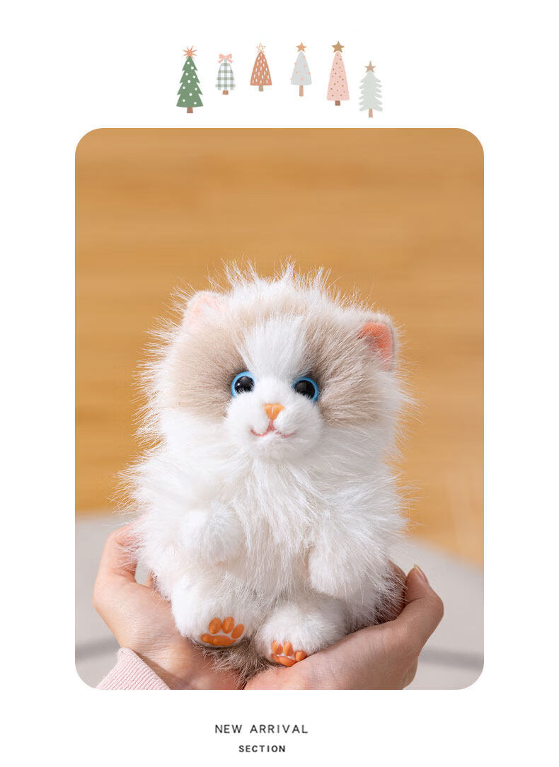 WELTSTON Plush Toy Cat Doll Stuffed Animal Pillow Gift for Girls' Birthday Present, White Cat Figurine 9