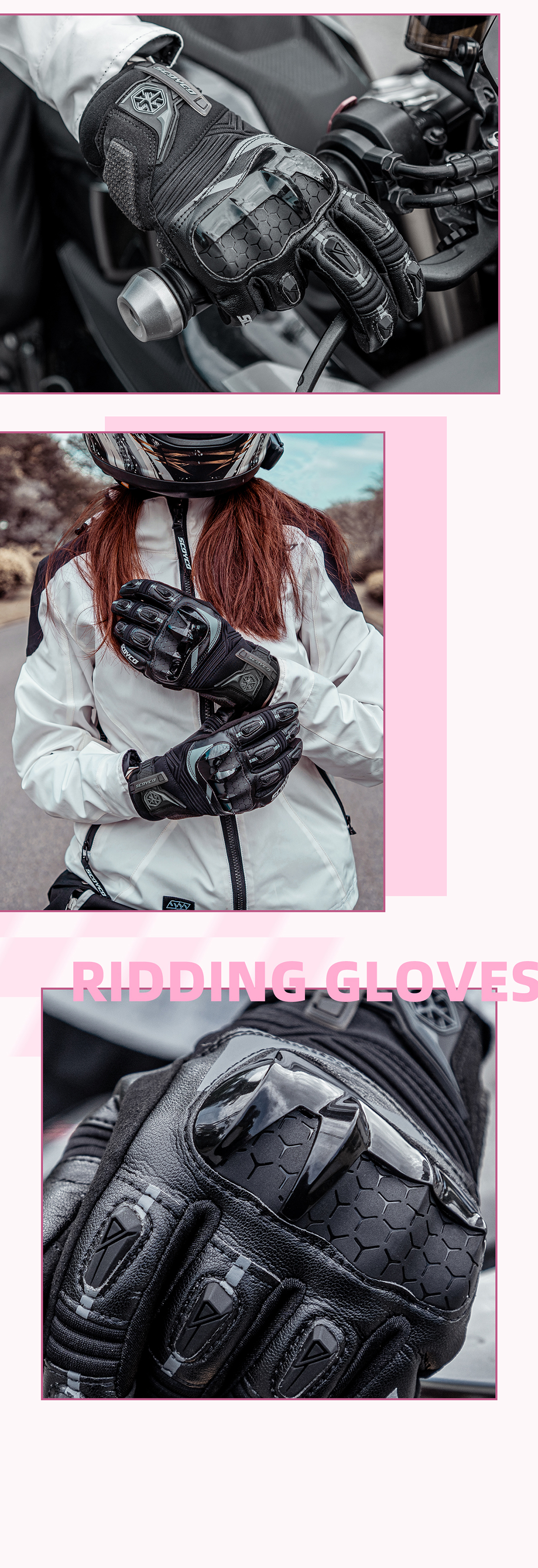 SCOYCO Motorcycle Gloves Full Finger Waterproof Anti-fall Wear-resistant Warm Windproof Commuting Riding Gloves 6