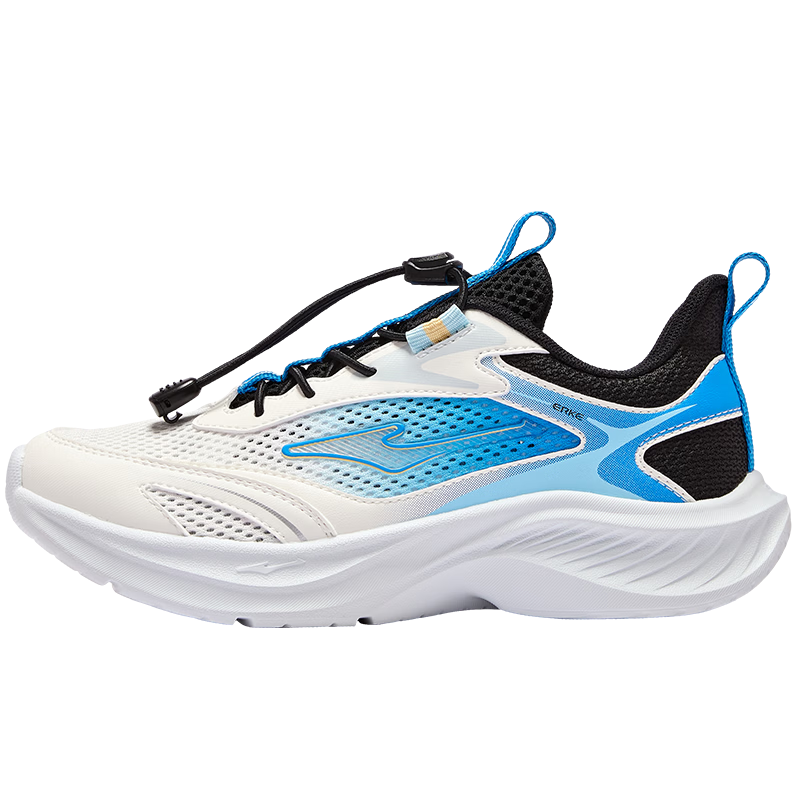ERKE Kids Sports Shoes Boys and Girls Children's Lightweight Running Shoes with Drawstring Microcrystalline White/Sea Wave Blue/True Black Size 39
