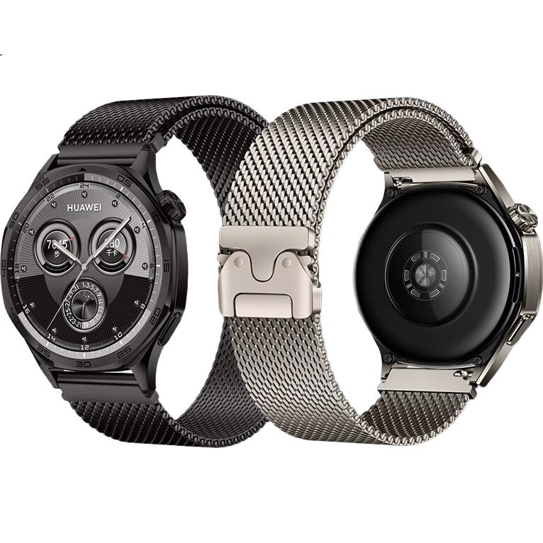 Ремешок Weiqiantu для Huawei Watch GT6/6 Pro/GT5/5 Pro/Watch5/4 Pro/GT4, титановый, миланская петля, с парашютной пряжкой, титановый цвет, 22 мм