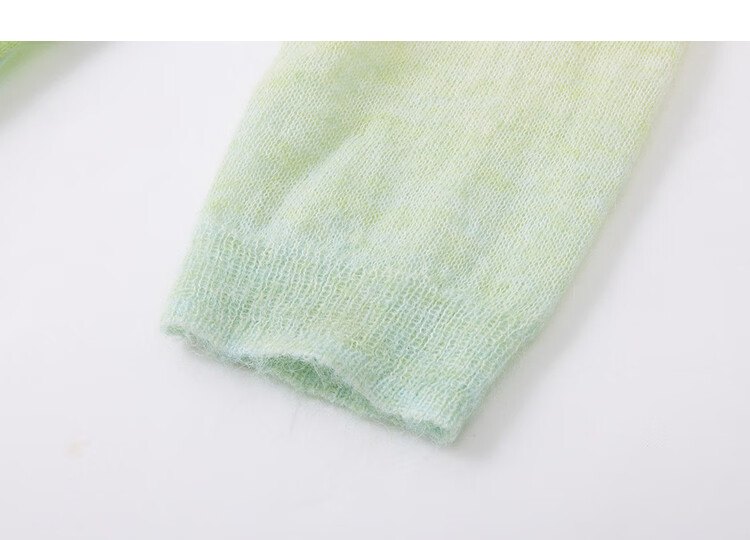 Demana [Green Mango Shaved Ice] Spring Tyndall V-Neck Irregular Gradient Sweater Loose Fit Petite Women's Knitwear 17