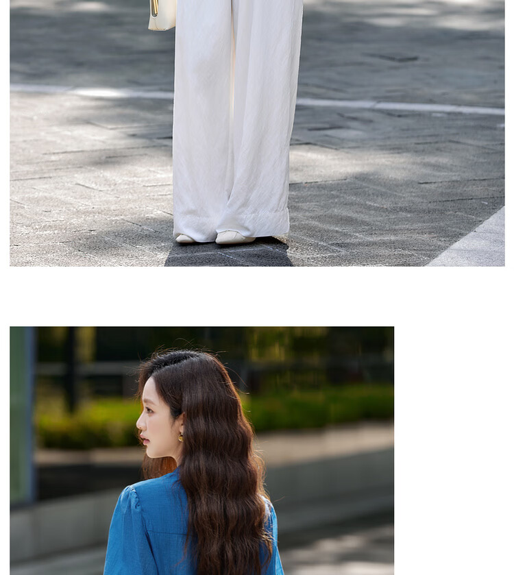 Vimly New Chinese Style National Wind Pleated Round Neck Shirt Women New Flowing Shoulder Jacket Top Peacock Blue XL 16