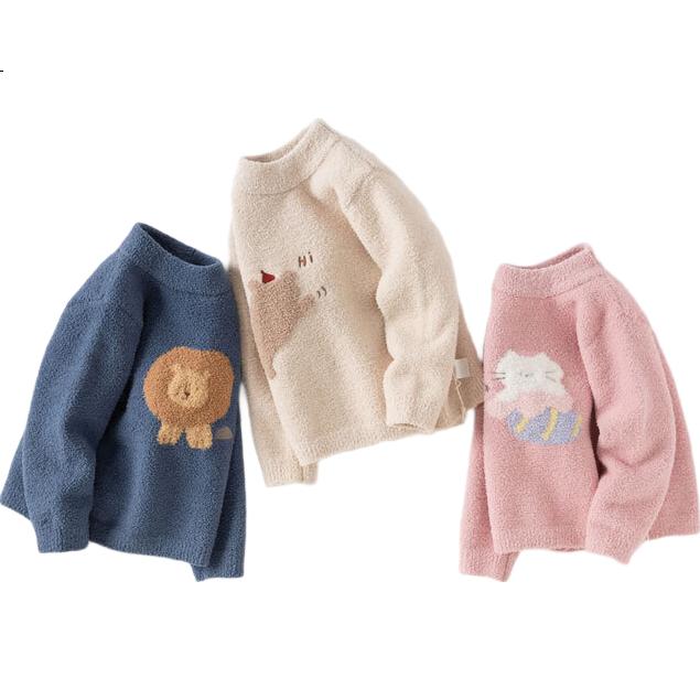 DAVE & BELLA Children's Chenille Sweater Unisex Winter Pullover Knitwear for Babies
