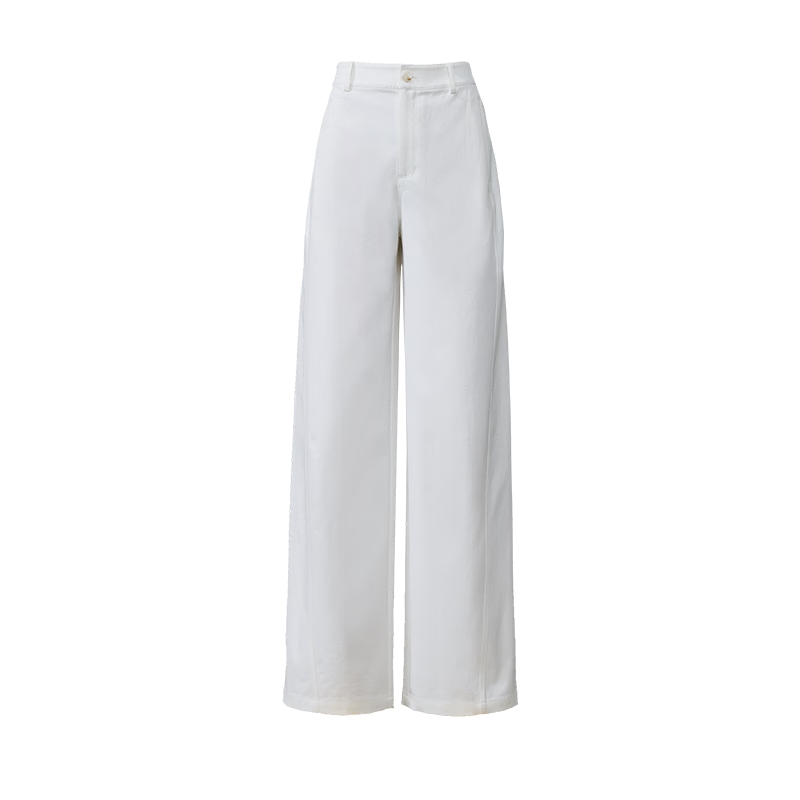 ESE-Y Wrinkle-Resistant Titanium Cotton Wide-Leg Pants for Women 26 Spring New High-Waist Side Split Loose Straight Casual Pants Moon Rock Gray 28S