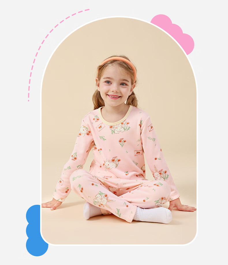 DEESHA Kids Thermal Underwear Set Girls Three-Layer Quilted Autumn Clothes Autumn Pants Pajamas Winter Thickened School Uniform Essential 4