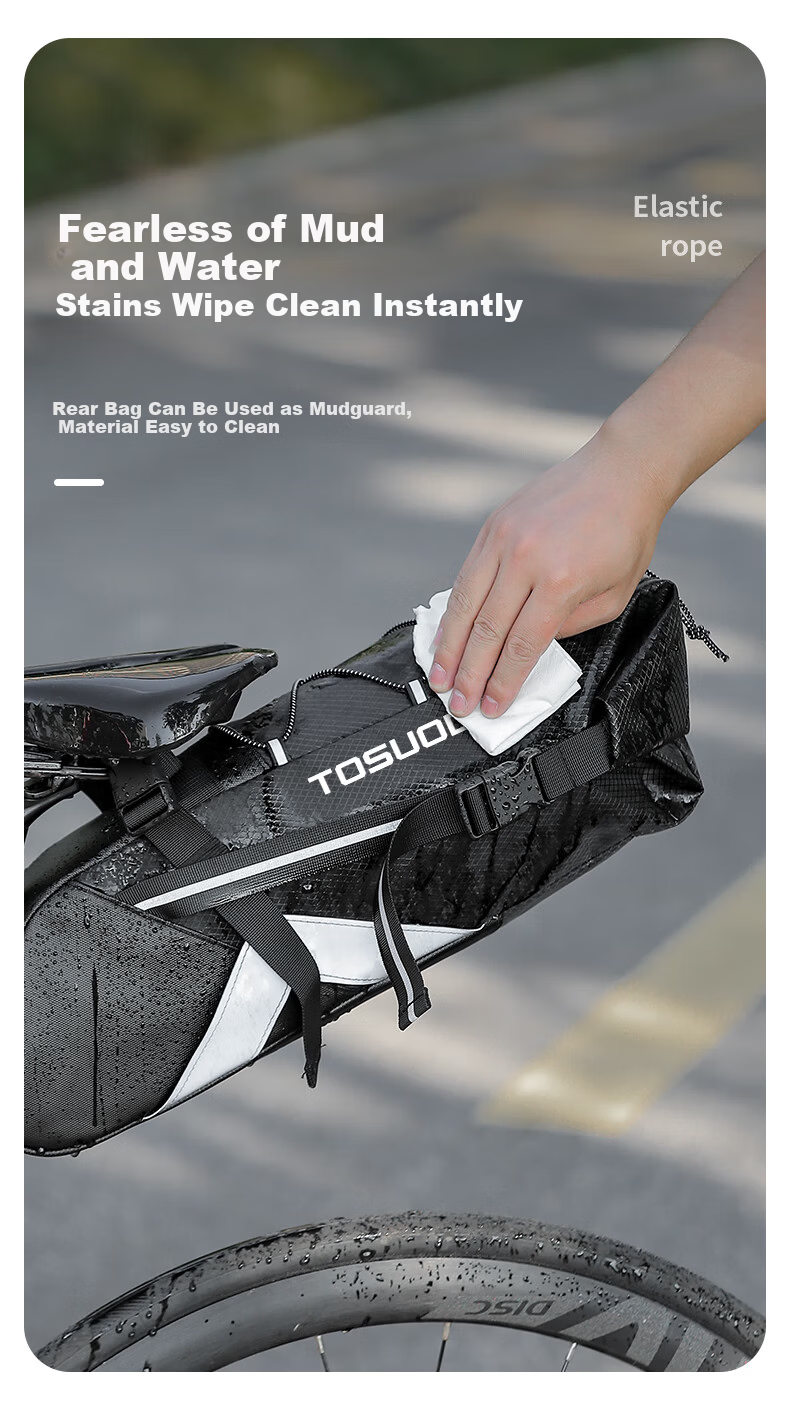 TOSUOD Road Bike Saddle Bag Large Capacity Waterproof Seat Pack for Long-Distance Cycling on Sichuan-Tibet Route Mountain Bike Tool Storage Bag 10