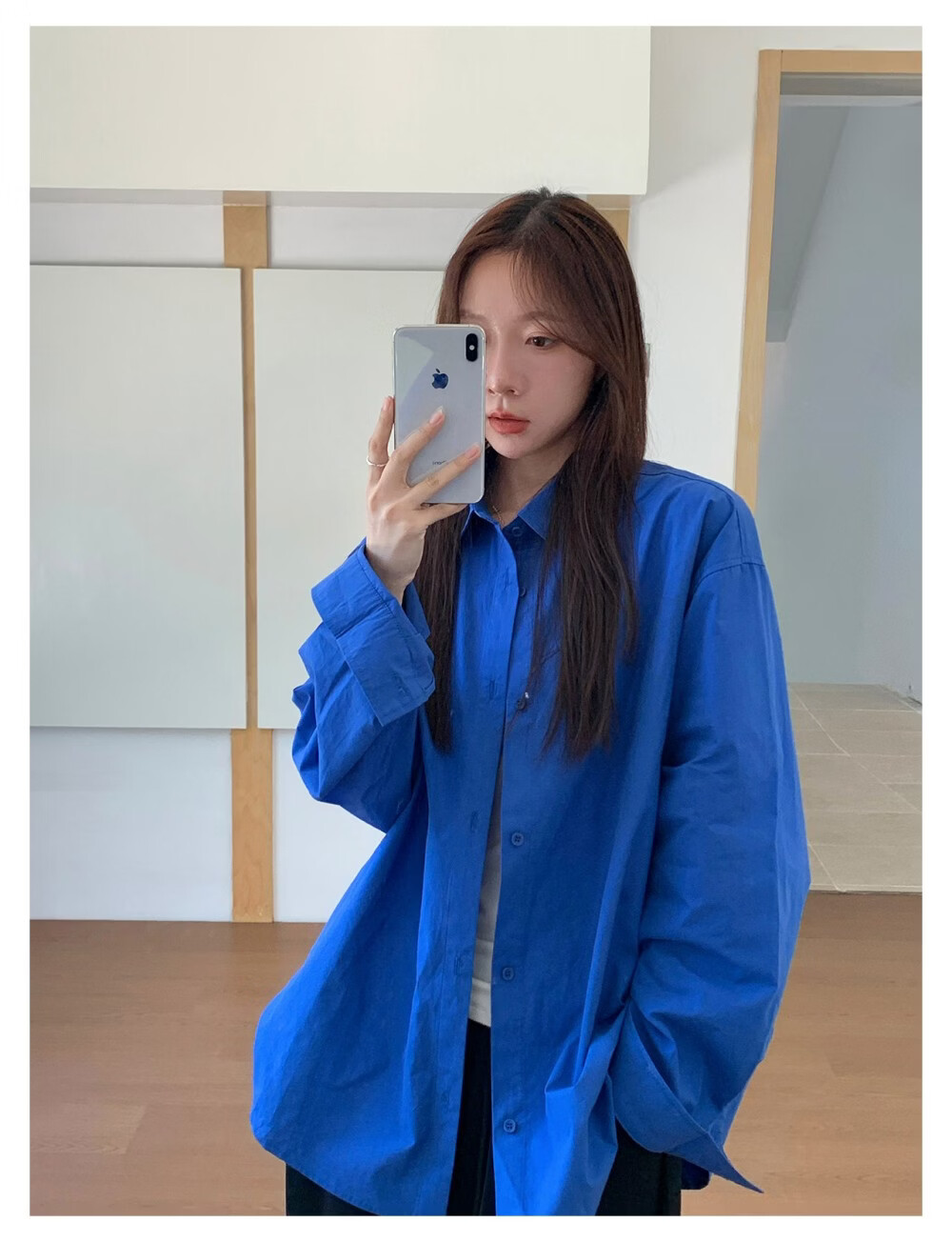 ICH MODE "Chic Subtlety" Fashion Design Relaxed Fit Long Sleeve Shirt Thin Jacket Women White S 6