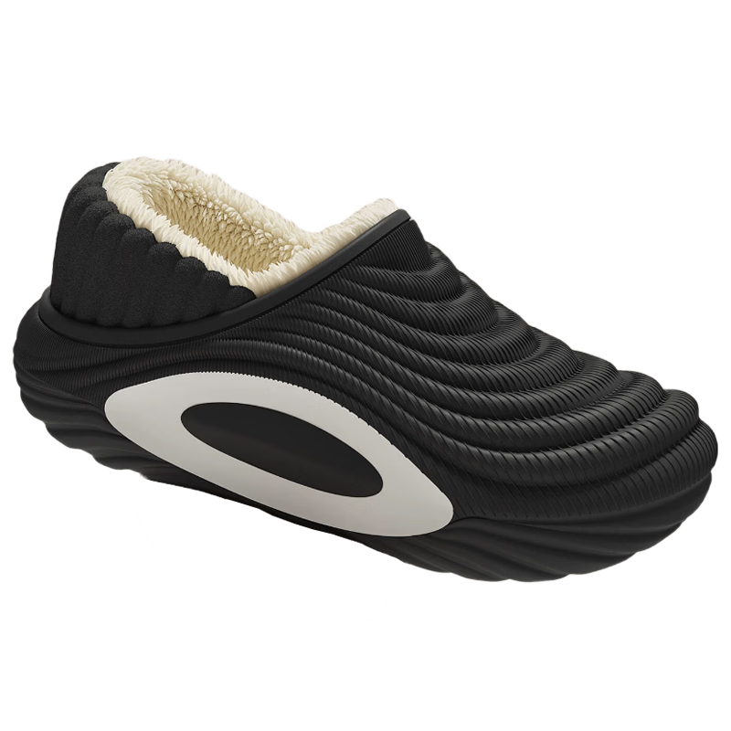 Seven-Color Cotton Slippers Men's Autumn Winter Indoor Home Non-Slip Waterproof Thickened Warm Outdoor Cotton Shoes Black Size 40-41