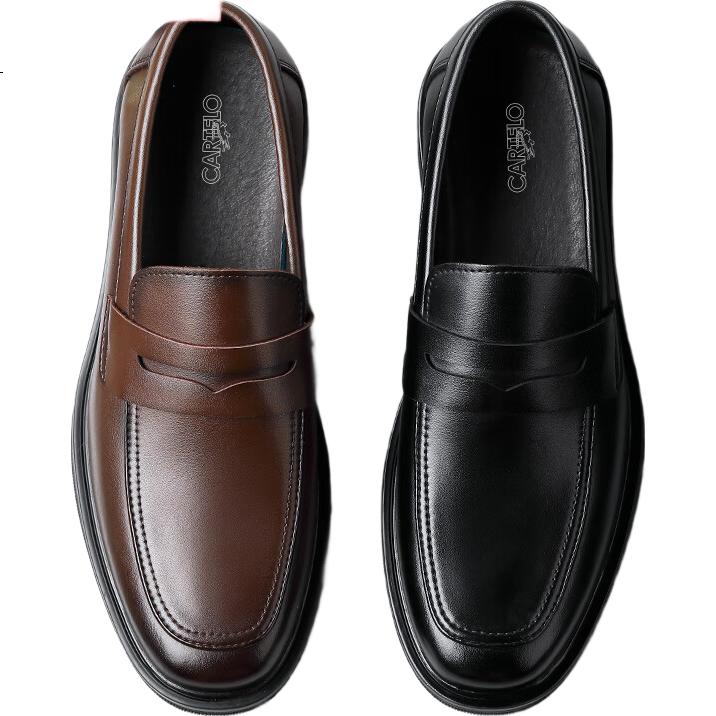 CARTELO 2025 New Business Casual Shoes, Men's Dress Soft Leather Slip-On Loafers, K051 Brown, Size 41