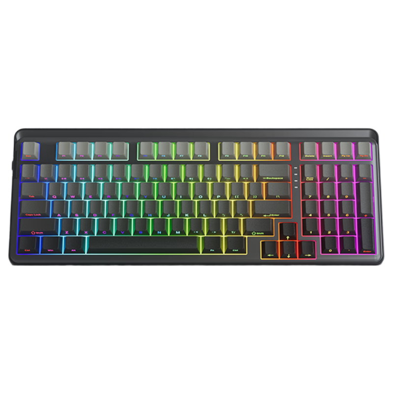 DAREU A98 Professional Edition 98-Key Layout Wireless Tri-Mode Mechanical Gaming Keyboard RGB Lighting Customizable Gasket Structure 8000mA Master Switch - White Smoke Blue Side Engraved