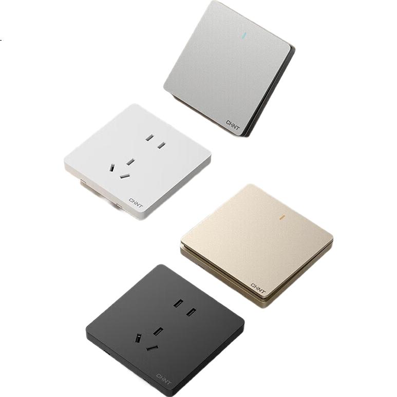 Розетка CHNT NEW6C Phantom Silver Gray, 7-гнездная, 10А, 250В, 86x86 мм