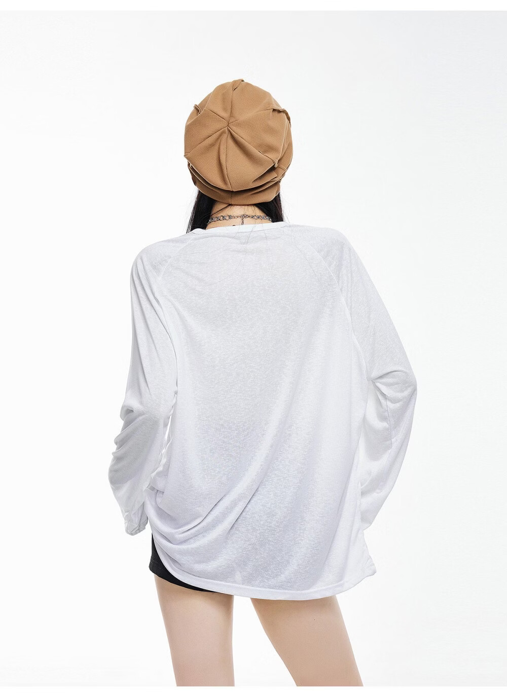 ICH MODE American Style Lightweight Cooling Physical Sunscreen Cover Shirt Women Summer New Loose Long Sleeve T-Shirt White S 31